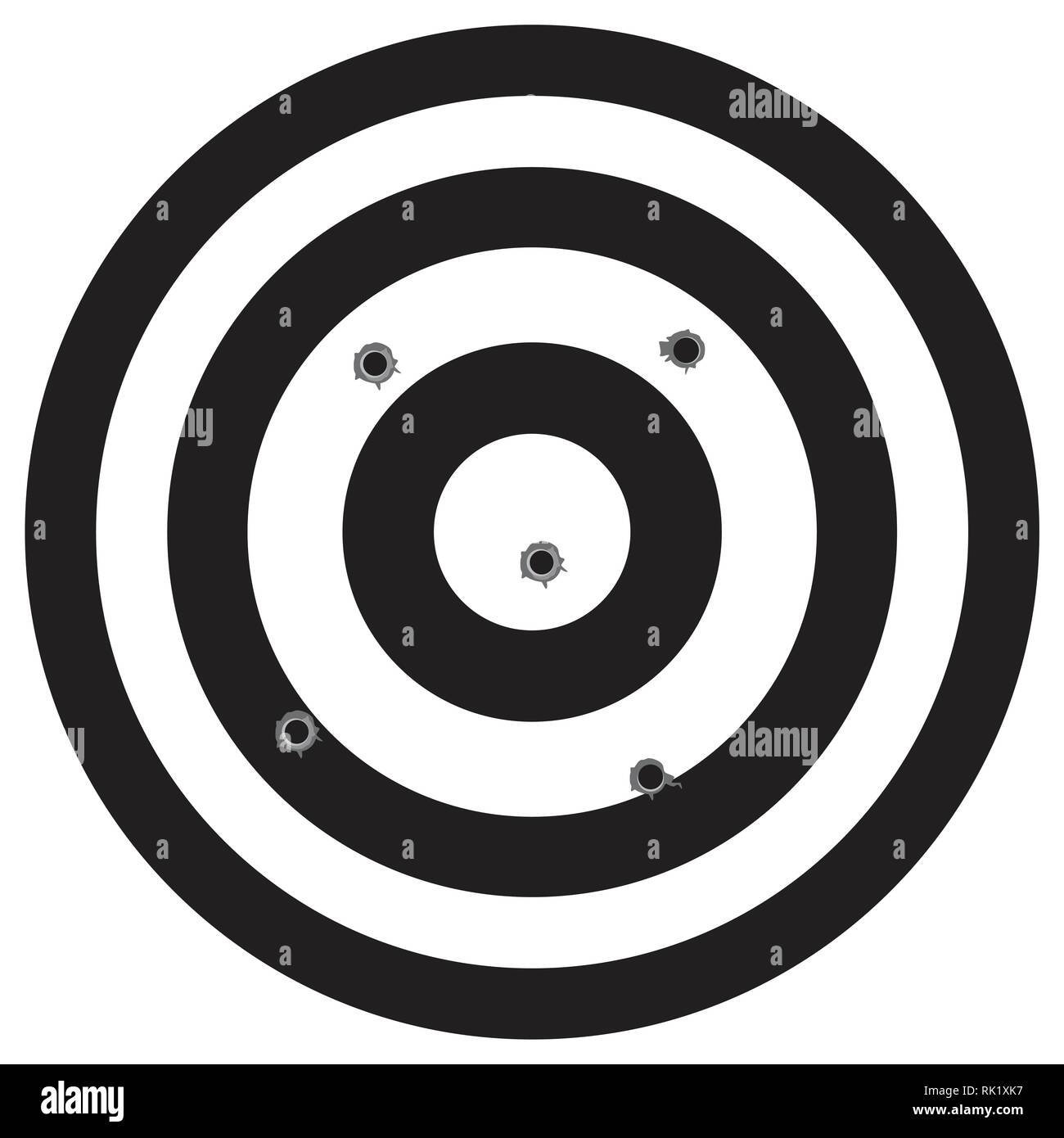Vector illustration Gun bullet`s holes on paper target. Shooting target